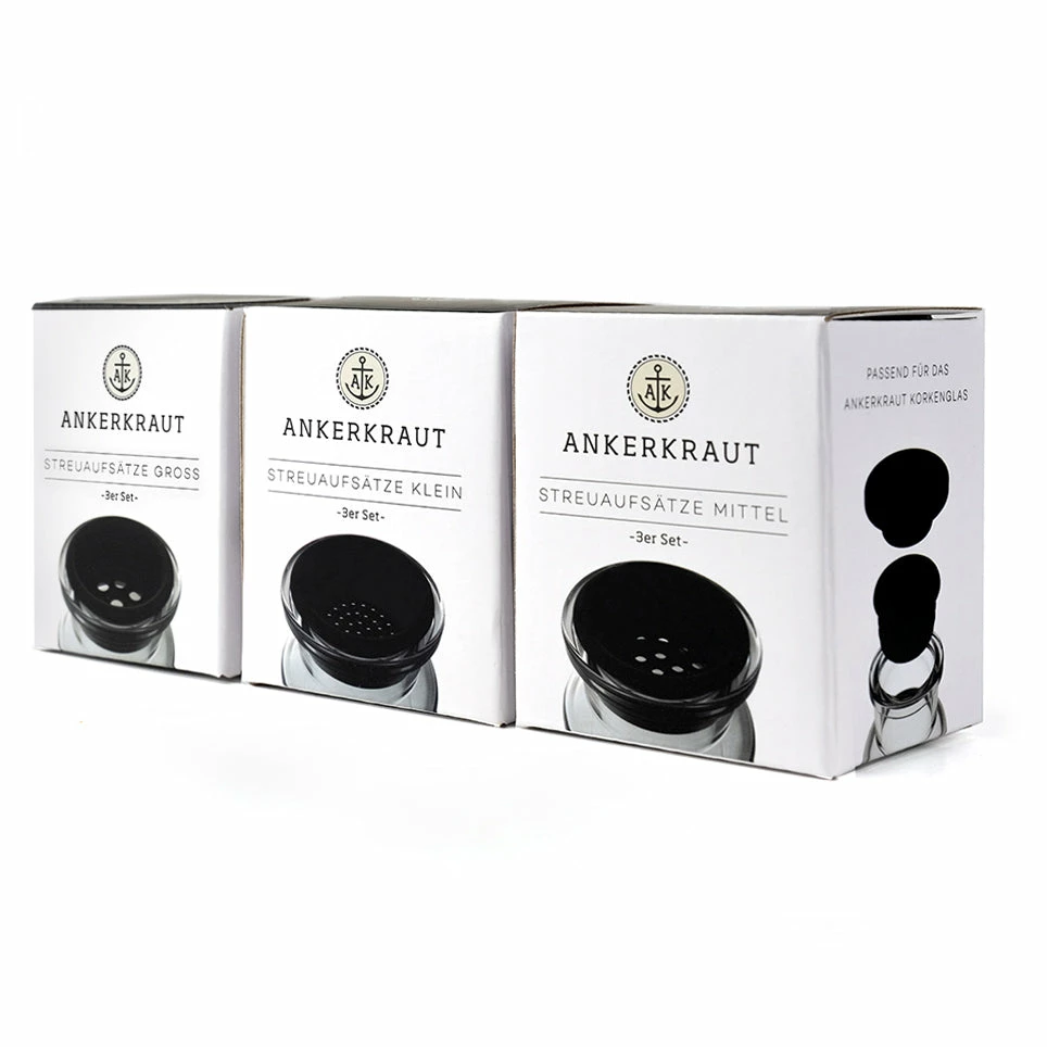 Korkenglas Streuaufsatz, 3er-Set 3 Lochgrößen – Bild 2