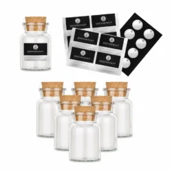 Leeres Korkenglas, Klein Mit Etiketten Und Deckelsiegel